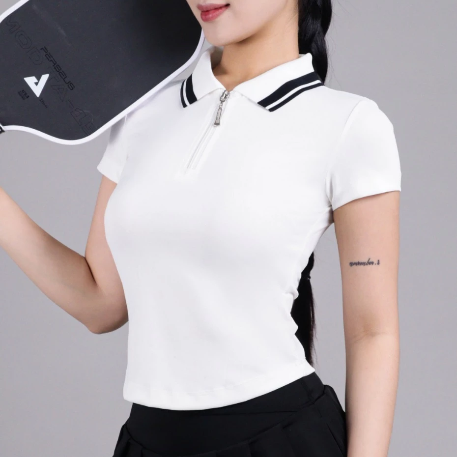 Áo Polo Thể Thao Nữ Ôm Body Co Giãn Khóa Kéo Trước Tập Gym Tennis Golf Pickleball BeyourSport