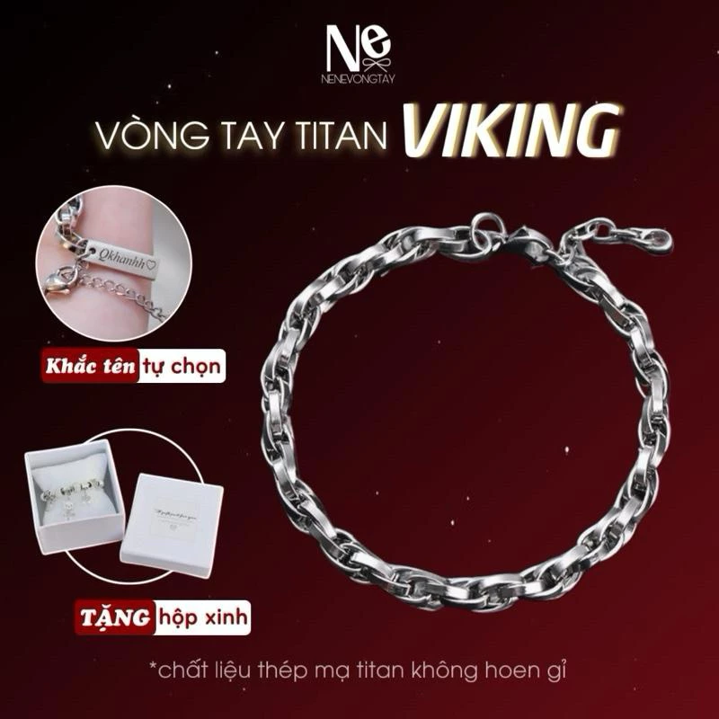 [hàng Mới về] Vòng tay titan Viking màu thép - không hoen gỉ - dành cho nam- tặng hộp túi - new in nene