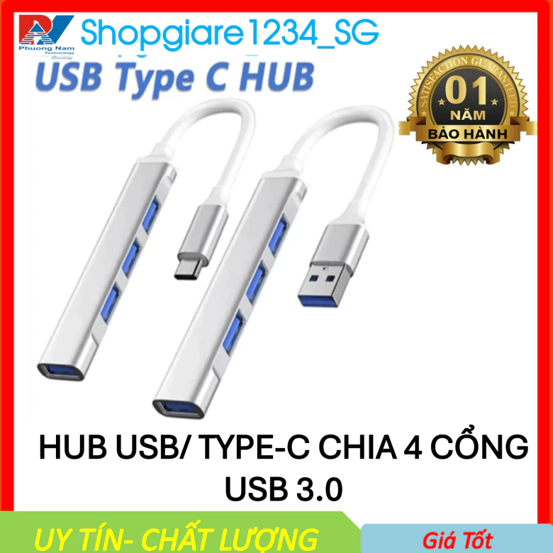 Bộ chia HUB Type C và HUB USB 3.0 tốc độ cao shopgiae cổng chia usb mở rộng kết nối chuyển đổi cho laptop máy tính PC