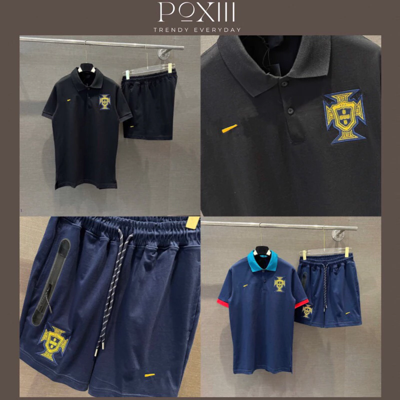 Set Cộc Tay Cổ Polo Brazil Full Logo Thêu Form Chuẩn SC - Bộ Quần Áo Cộc Nam Nữ Vải Thoáng Mát