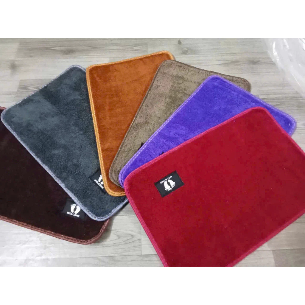 Combo 5 thảm nỉ bàn chân kr01, chùi chân lông mềm mịn dày dặn