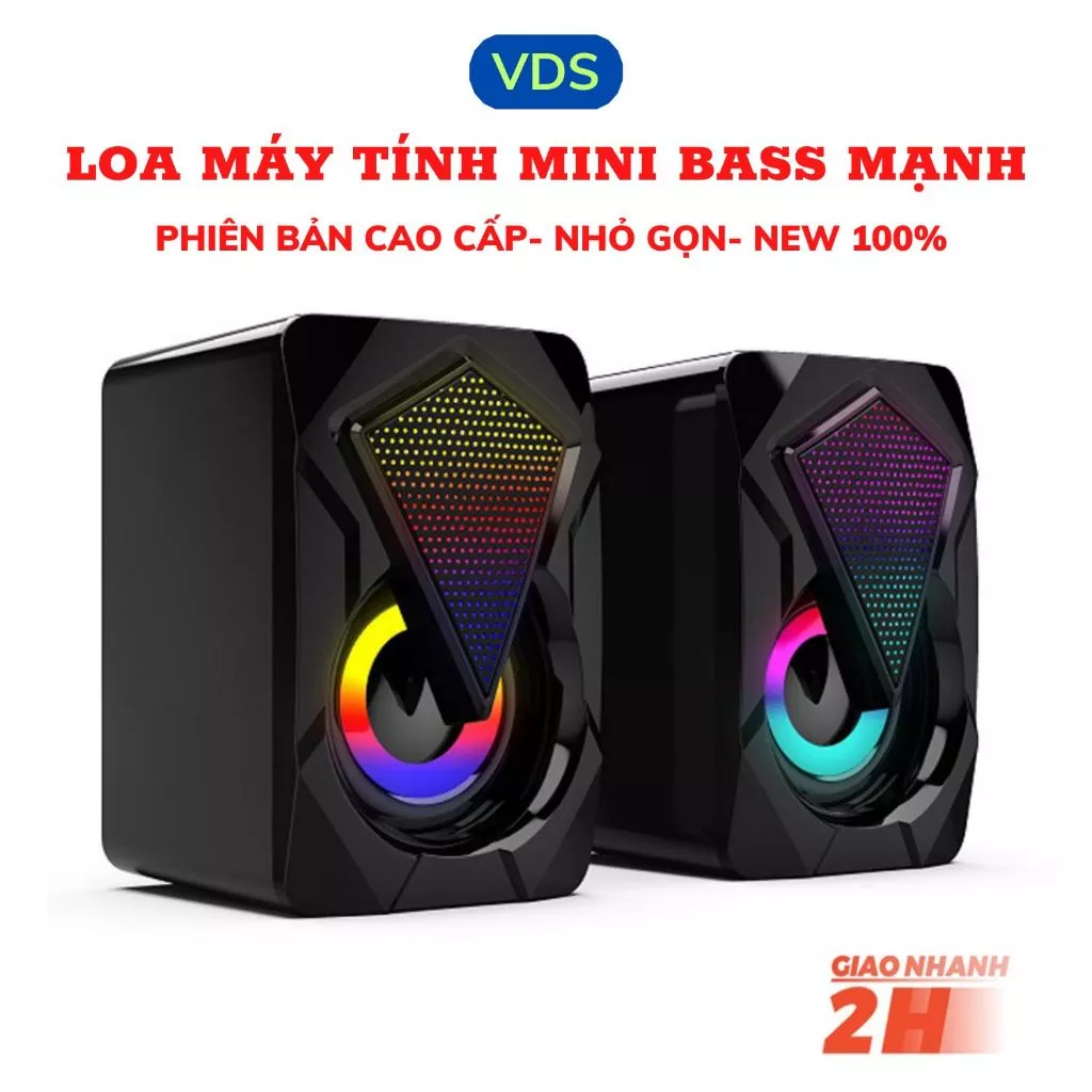 Loa Vi Tính 2.0 Mini 1046- Loa máy tính để bàn cao cấp Digital Speaker đèn led rgb cực đẹp