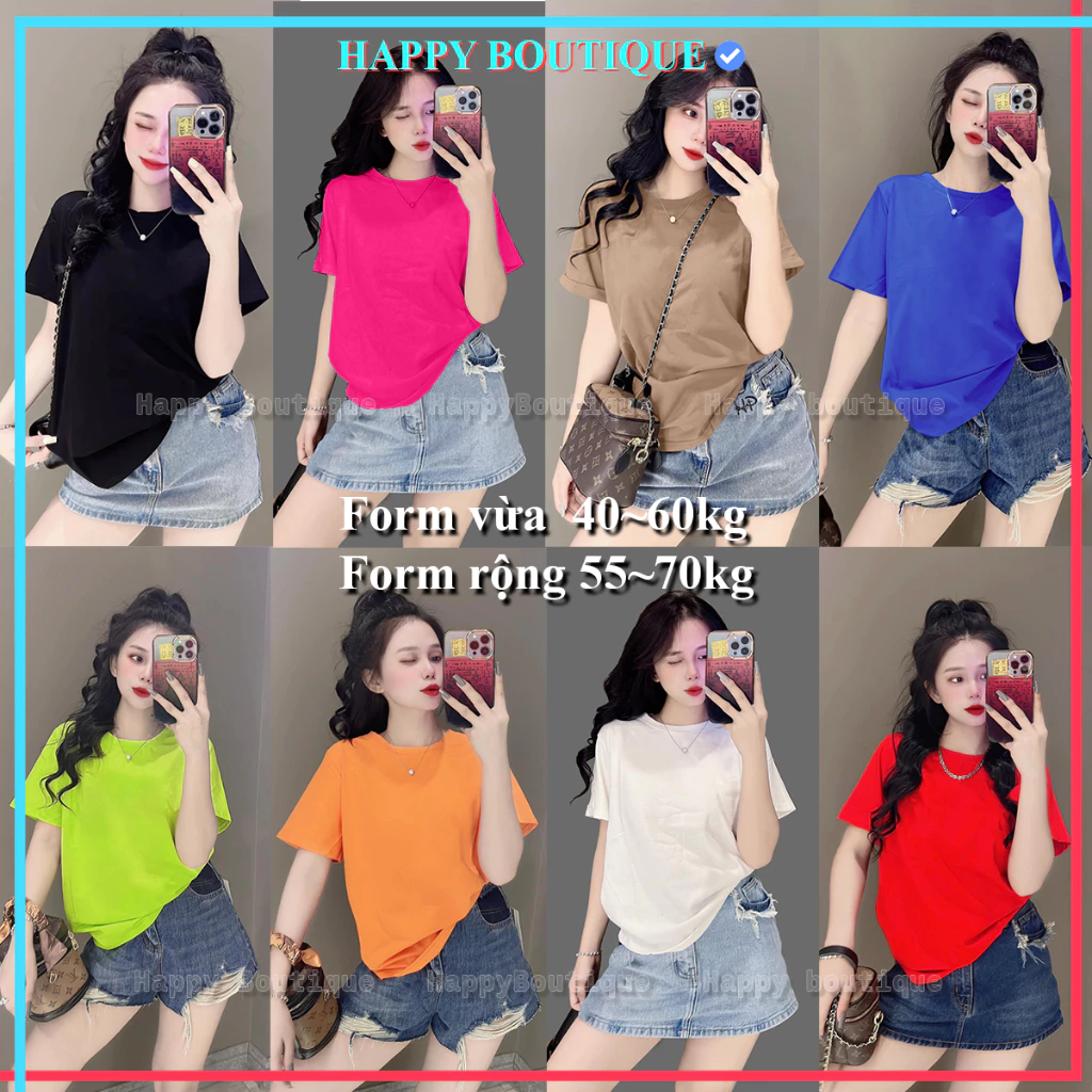 [40~70kg] Áo Thun Trơn Thái Nữ Cotton 100 % [Mã A], Mặc Đôi Nhóm, Mềm Mịn Mát Co Dãn 4c Cá Tính, Độc Đáo [BASIC]