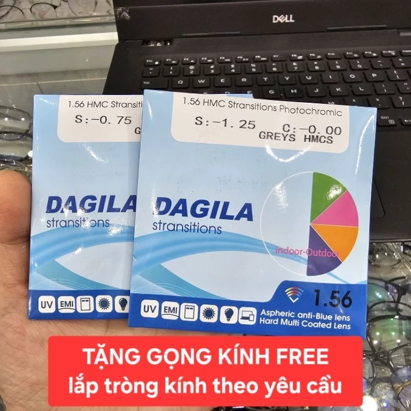 1 đôi tròng kính CẬN ĐỔI MÀU lọc ánh sáng xanh, chống tia UV, hạn chế xước.