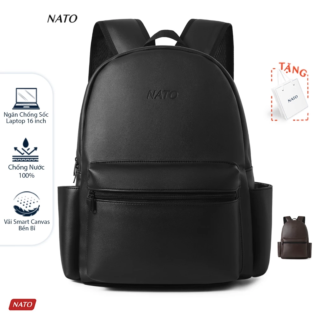Balo NATO® "Ray - Backpack" Da Bò Thật Nappa Cao Cấp Đựng Laptop 16 Inch Nam Nữ Đẹp Đi Học