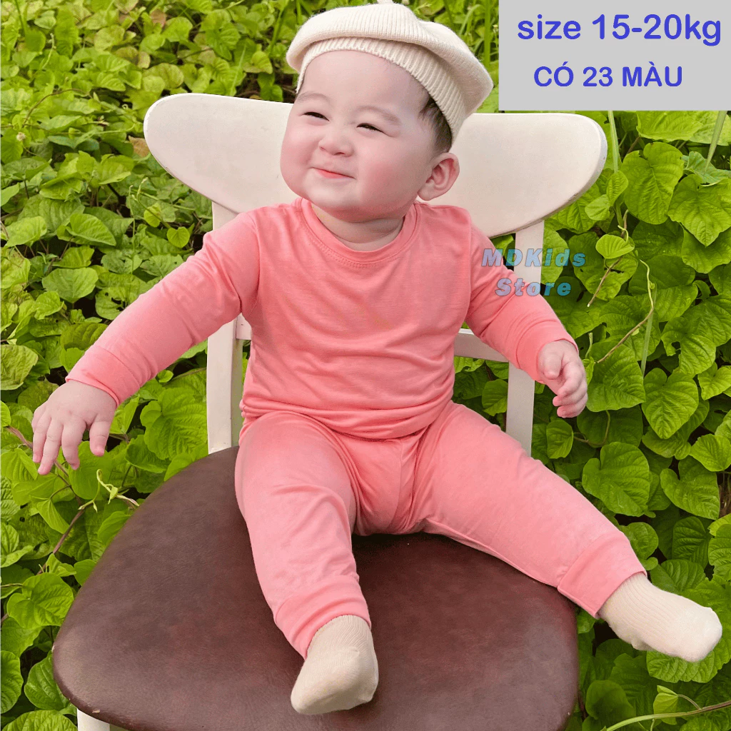 Bộ quần áo thun lạnh tay dài quần dài MDKIDS cho bé trai và bé gái 15-20kg.