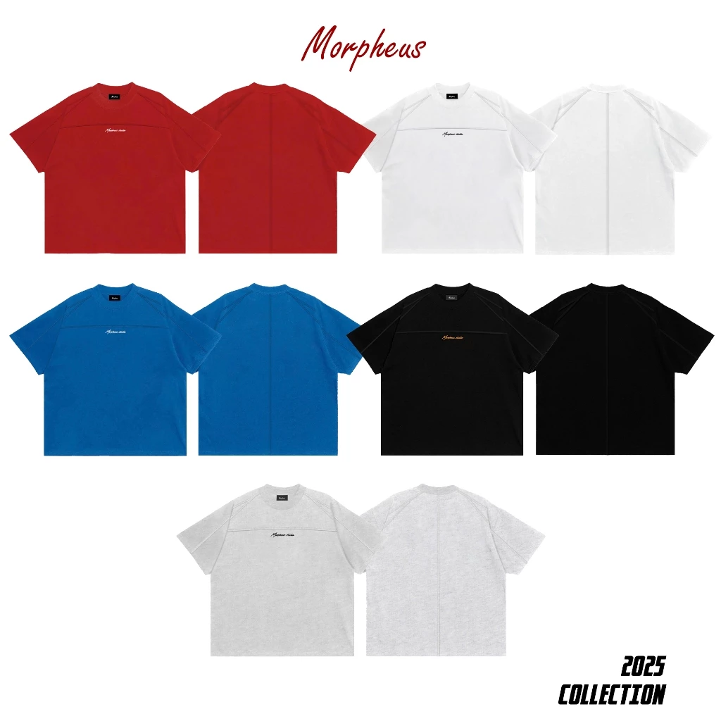 [VOUCHER MỞ BÁN] Áo thun Boxy phối Local Brand Morpheus, BOXY TEE Cotton Thêu Chữ Phối Line, Áo Thun Unisex Nam Nữ