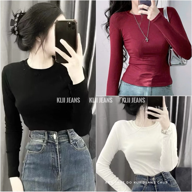 🌷Xịn🌷Áo thun tay dài Borip lụa QC phom dài mềm mịn dày dặn🌷KLii jeans sẵn