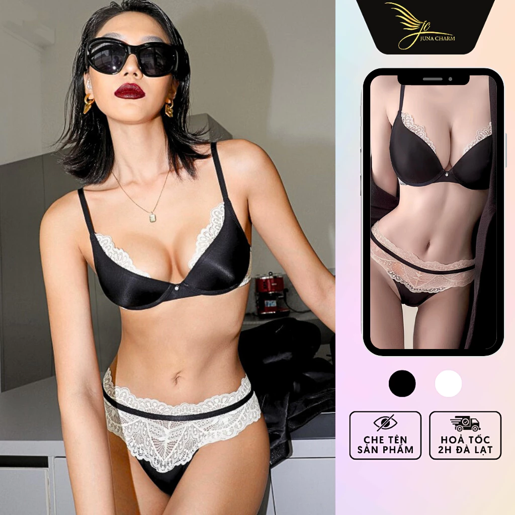 Bộ Đồ Lót Có Gọng Nâng Ngực, Set Bộ Lót Sexy JUNA Size 34/36/38 Thời Trang Đồ Lót Dành Cho Nữ Chất Su Phối Ren/SP2228