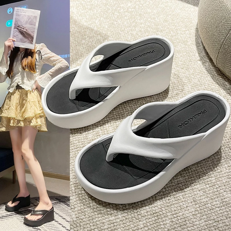Dép Xỏ Ngón Siêu Nhẹ Nữ Đế Cao 9cm Tôn Dáng, Dép Tông Đi Biển Độn Đế Chống Trượt Size 35-40 Giay zep Store