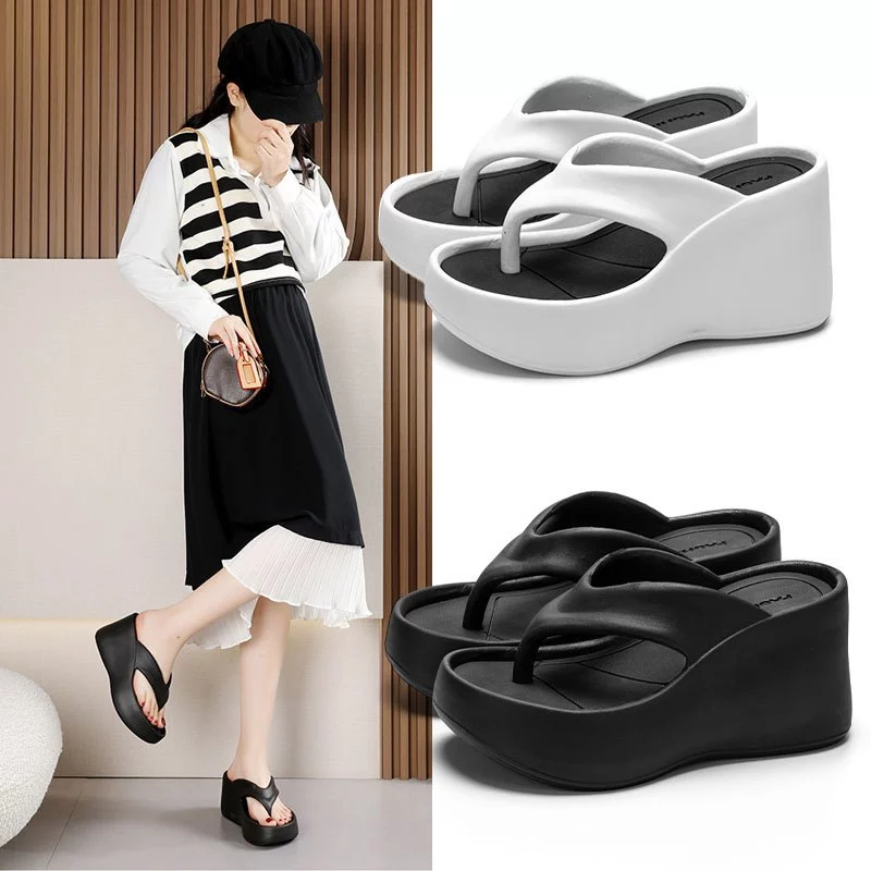 Dép Tông Nữ Đế Cao 9cm Tôn Dáng Siêu Nhẹ, Dép Xỏ Ngón Độn Đế Chống Trượt Size 35-40
