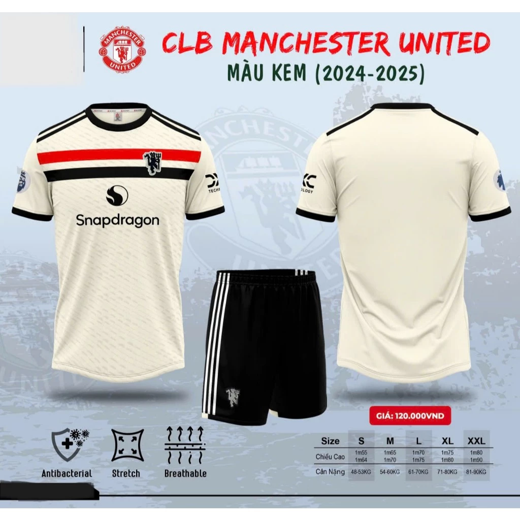 BỘ QUẦN ÁO ĐÁ BANH CLB MU - Hàng Vải Mè