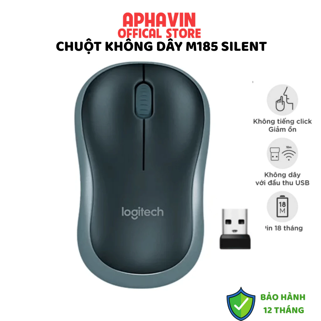 Chuột Không Dây Logi M185 - USB, Nhỏ Gọn, Thuận Cả 2 Tay, Phù Hợp PC/Laptop