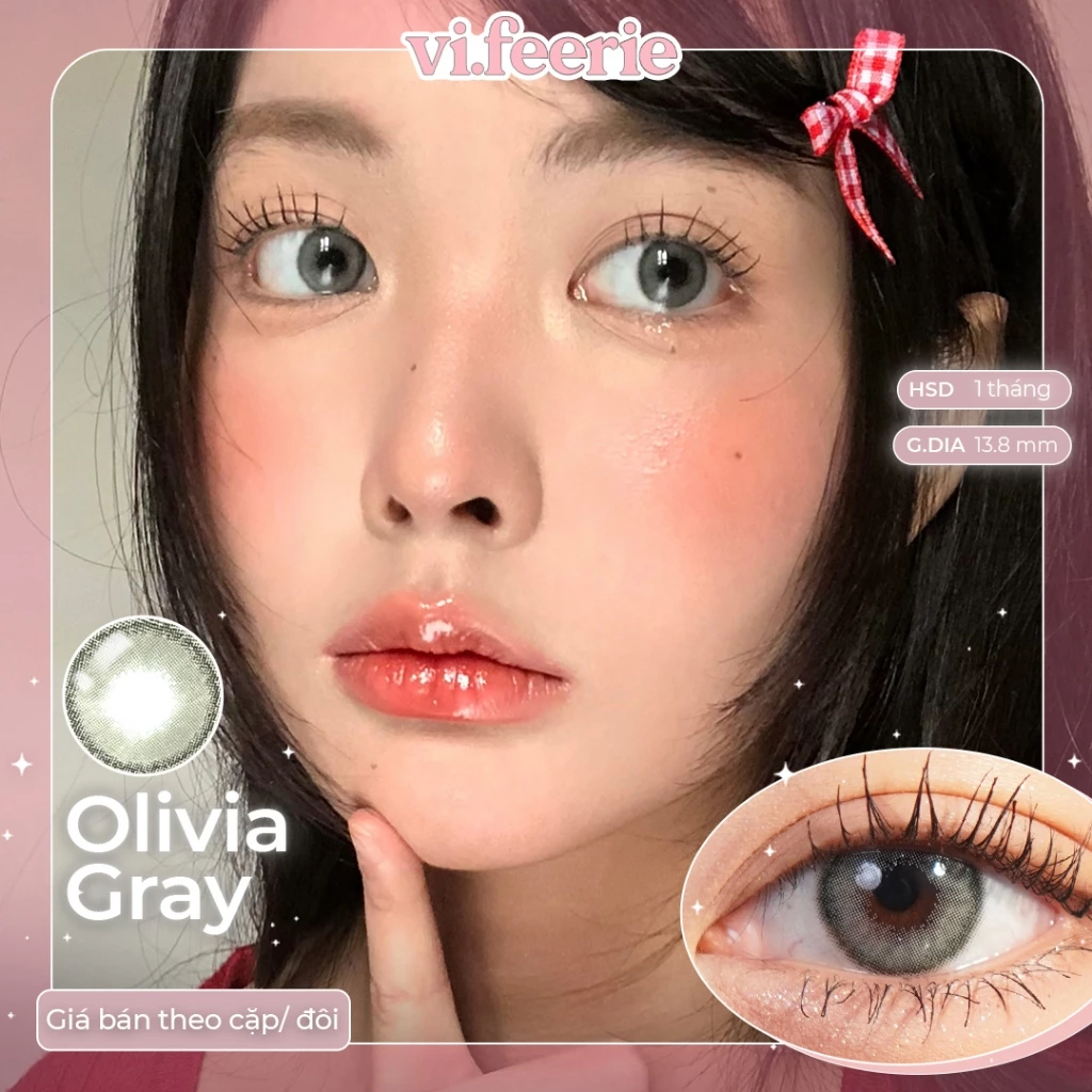 Kính áp tròng (lens) xám khói tự nhiên áp tròng trong trẻo 1 tháng OLIVIA GRAY full độ - VF Lens