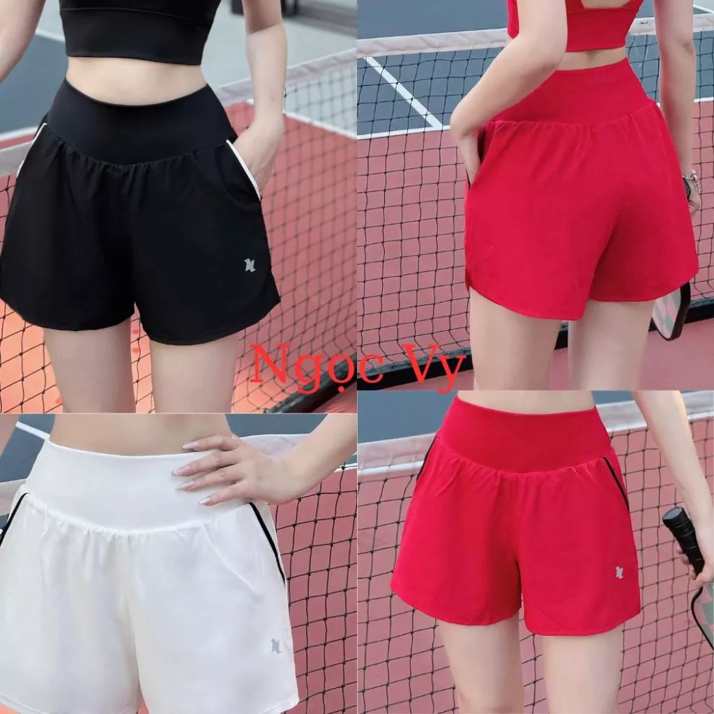 Quần Đùi 2 lớp Túi phối Tập Thể Thao Nữ Tập Gym Yoga Aerobic chạy bộ pickleball  đi biển thể thao