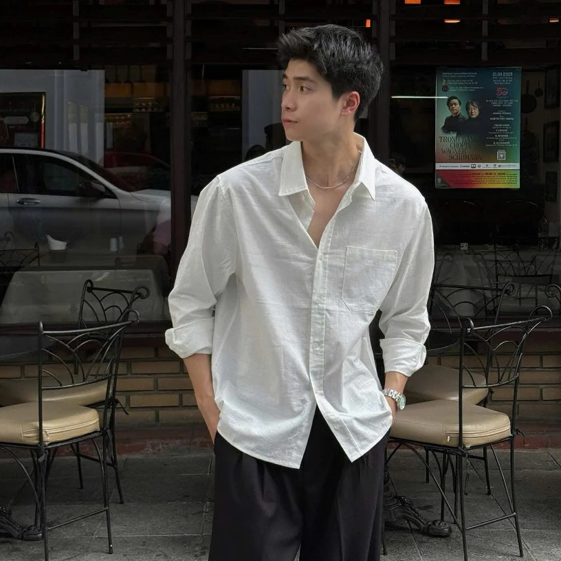 Áo sơ mi nam cổ bẻ dài tay vải Linen cao cấp, phom dáng thoải mái thấm hút tốt ZUTEE