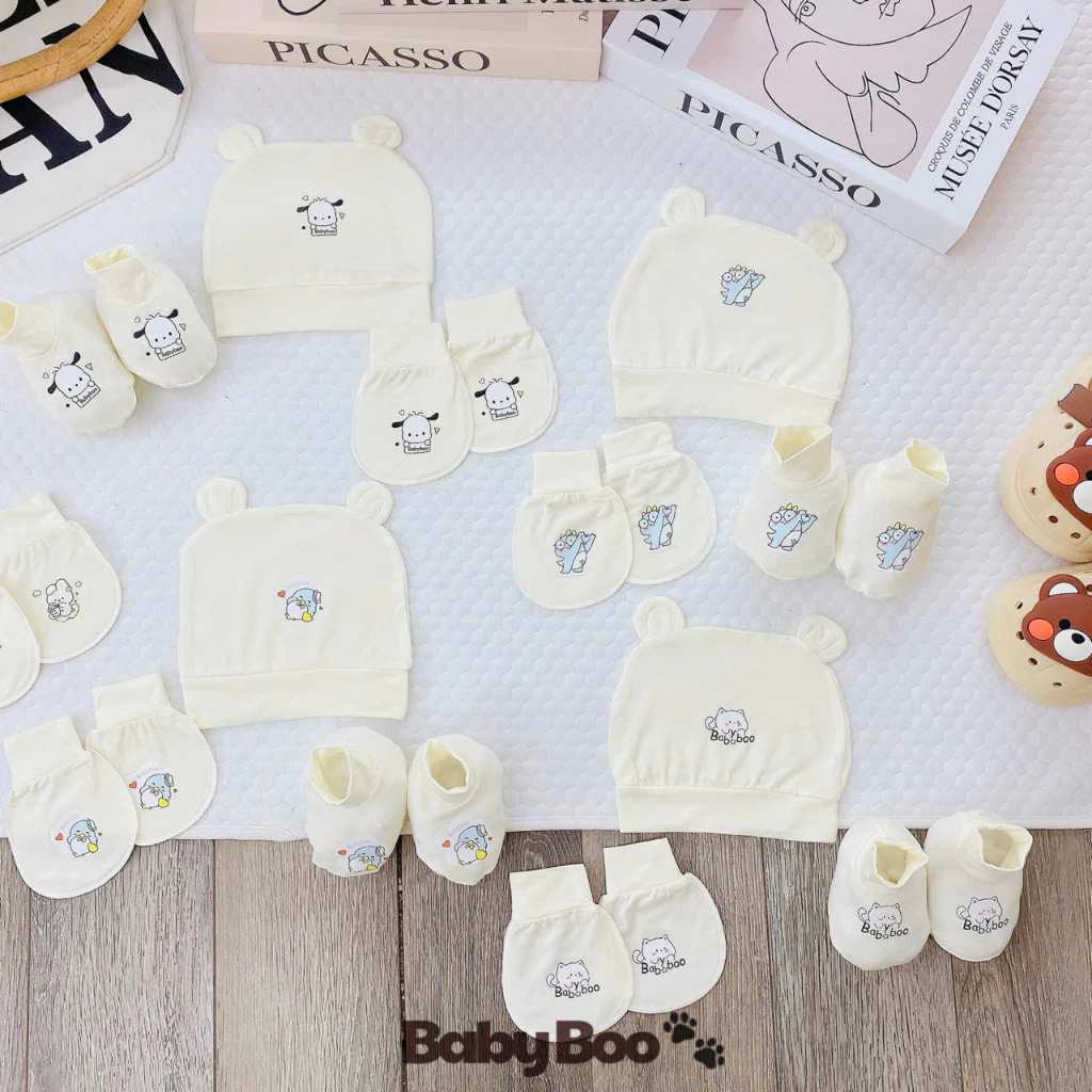 [Bảng trơn] MŨ, BAO TAY, BAO CHÂN CHẤT THUN LẠNH PETIT, BẢNG MÀU HÀN QUỐC MỀM, MÁT CHO BÉ SƠ SINH