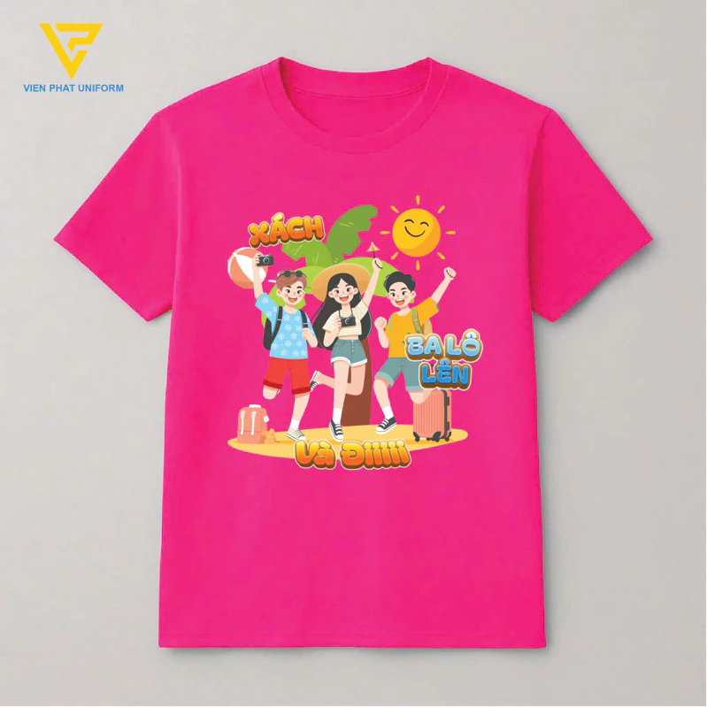 ÁO THUN DU LỊCH HỘI NHÓM BẠN BÈ, ĐỒNG PHỤC CÔNG TY, TEAM BUILDING SLOGAN “XÁCH BALO VÀ ĐI” - VIỄN PHÁT UNIFORM