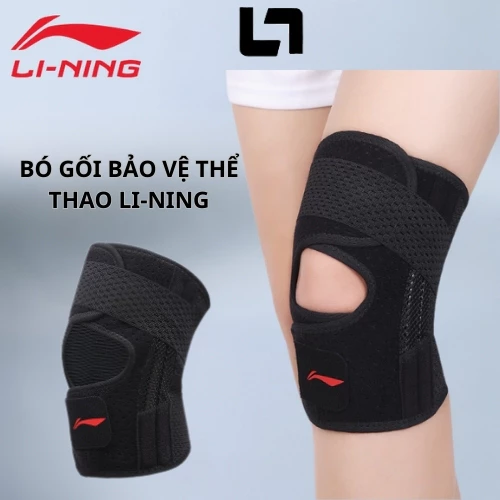 Bó gối  hỗ trợ bảo vệ đâu gối shiwei LI-NING, thiết kế kết hợp lò xo đệm silicon giúp giảm chấn thương LDEU182