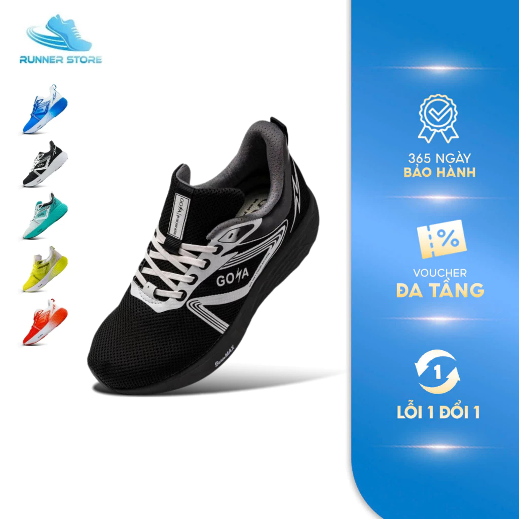 Giày thể thao chạy bộ nam nữ Goya  Strides 2 năm 2026 full màu - Đế Eva cao cấp, siêu nhẹ êm