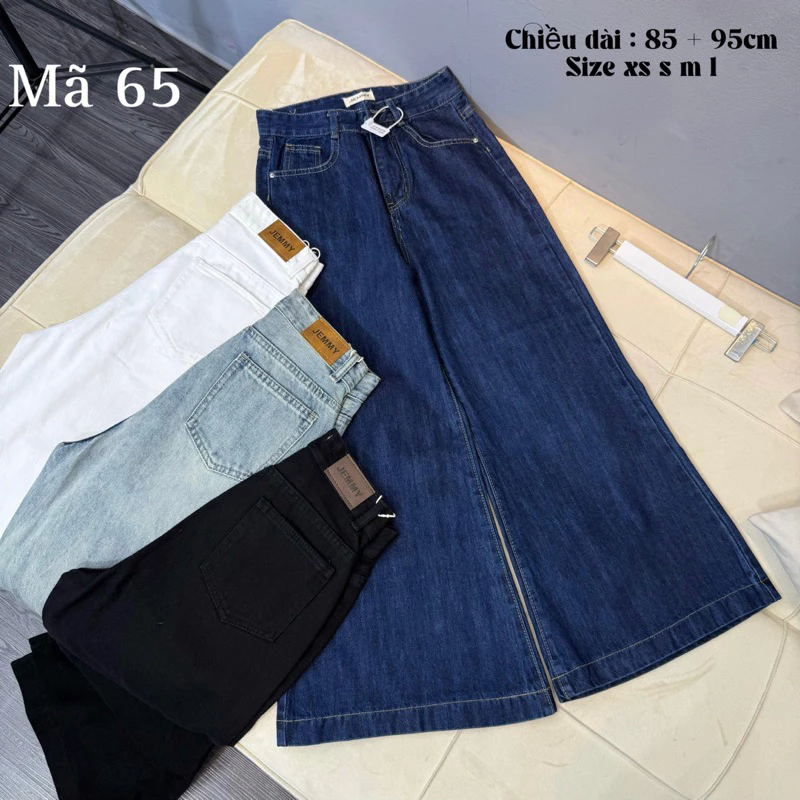 Quần jean nữ ống loe suông rộng QC dài 85cm + 95cm size SML Shop Nhí ( 7232 S01 - Quần suông nấm )