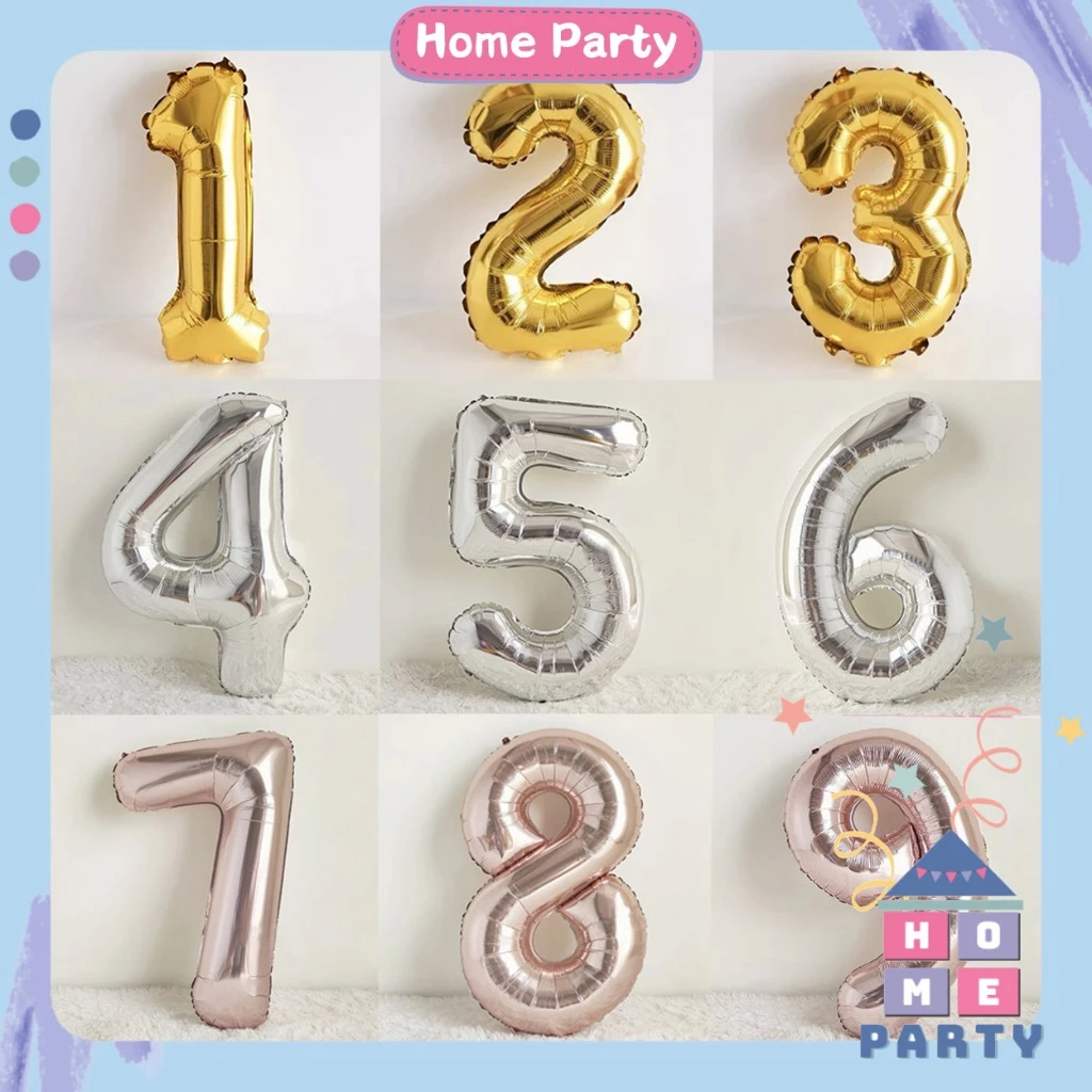 Bóng Số Trang Trí Sinh Nhật Size 80cm - Bóng Số Tuổi Size Đại - Bóng Mạ Chrome