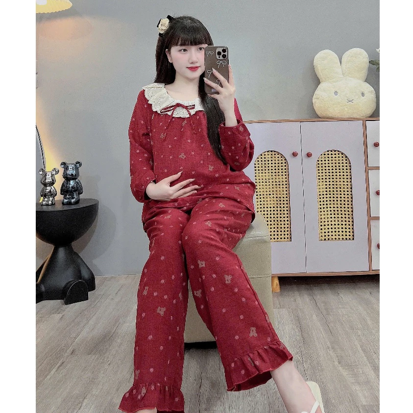 (45-100kg) Bộ đồ bầu và sau sinh chất đũi vân mây mềm,mịn,mát