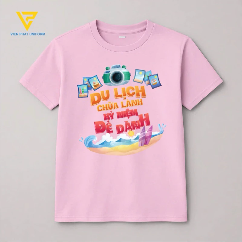ÁO THUN DU LỊCH HỘI NHÓM BẠN BÈ, ĐỒNG PHỤC CÔNG TY, TEAM BUILDING SLOGAN “DU LỊCH CHỮA LÀNH KỶ NIỆM ĐỂ DÀNH”