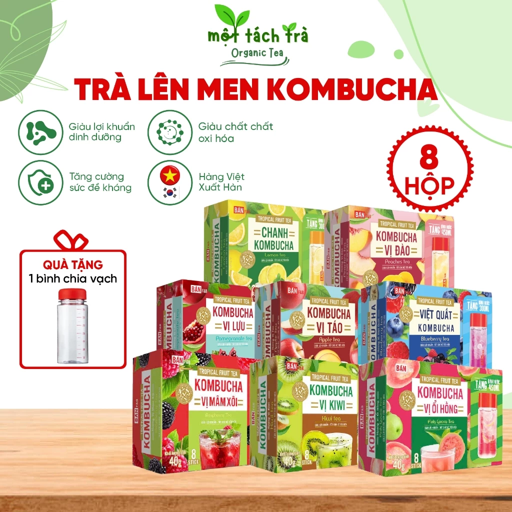 [VỊ MỚI] Trà Kombucha Mix Vị Hỗ Trợ Tiêu Hóa, Đẹp Da Đẹp Dáng Detox Cơ Thể, Trà Giảm Cân Tự Nhiên