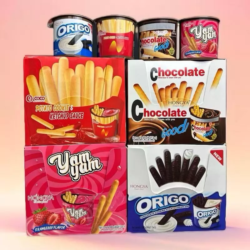 1Lốc 12 Cốc Bánh Que Chấm Sốt Sữa OriGo Que Chấm Mix Các Vị socola + sữa +dâu tây