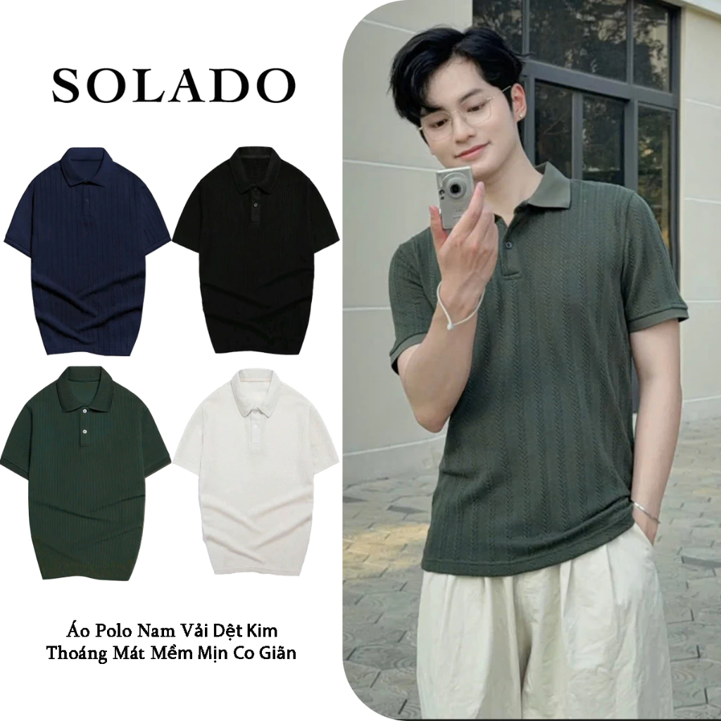Áo Polo Nam SOLADO Chất vải Dệt Kim Mềm Mịn Thoáng Mát Phong Cách Hàn Quốc PL05