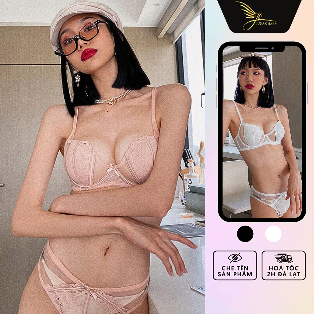 Bộ Đồ Lót Ren Không Mút, Có Gọng Nâng Ngực Sexy JUNA Size 34/36/38 Thời Trang Đồ Lót Dành Cho Nữ Cao Cấp, 4 Màu/SP2228