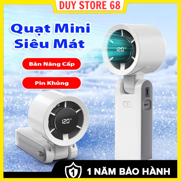 Quạt cầm tay mini MG9 dung lượng pin 4000mAh 5 cấp độ gió quạt tích điện có thể gấp gọn màn hình hiển thị pin tuabin gió