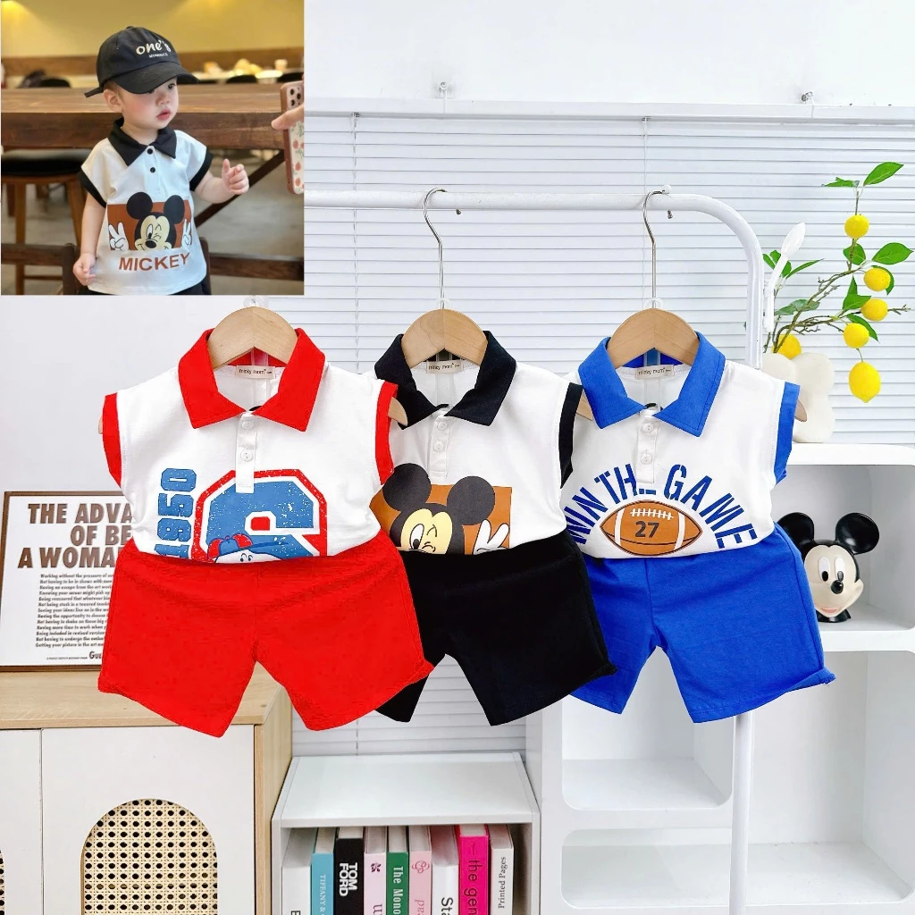 Bộ Ba Lỗ Cotton Cổ Trụ Minkymom Cho Bé Trai BL-IN84