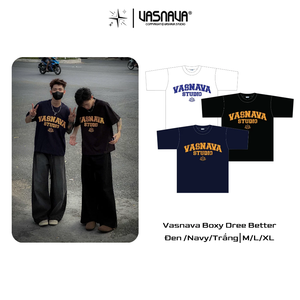 Áo Thun Vasnava Boxy Dree Better - Cotton Nam Nữ Form Boxy Tay Lỡ Oversize Cổ Tròn