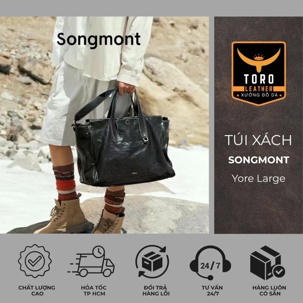 Túi SONG.MONT YORE LARGE (Hàng có sẵn) - Vừa Lap14inch - Túi xách hot trend chất liệu da microfiber