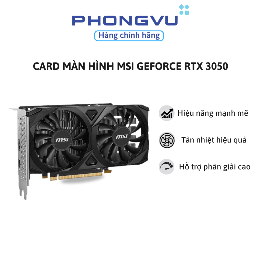 Card màn hình/ VGA MSI GeForce RTX 3050 VENTUS 2X E 6G OC 6GB GDDR6 (912-V812-055) - Bảo hành 36 tháng