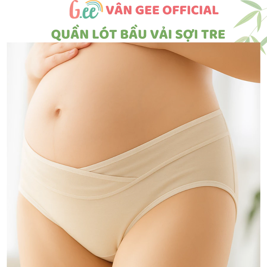 Set 3 quần lót bầu và sau sinh Gee vải sợi tre mềm mại co dãn thoải mái cho mẹ bầu size 45 đến 75kg