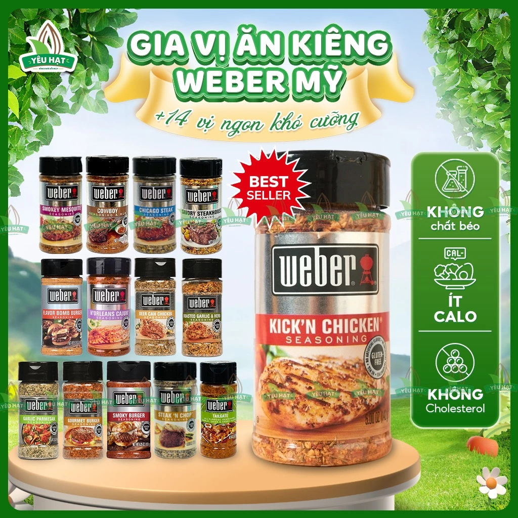 [HOT] Gia Vị Eatclean 0 Calo Weber Mỹ -  Full 14 Vị Ướp Xào Nướng Siêu Ngon Yêu Hạt