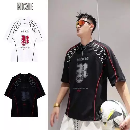 Áo Thun Lưới Ricxie R.Đỏ Phối Né - Top Áo Thể Thao Unisex Nam Nữ From Rộng
