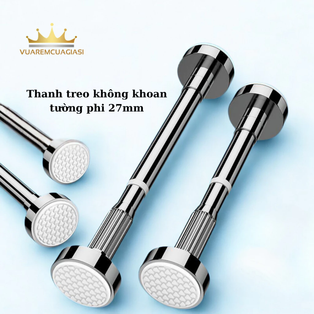 Thanh Treo Đa Năng Không Khoan Tăng Chỉnh Dài Ngắn, Không Gỉ, Không Cần Khoan, Treo Rèm Quần Áo