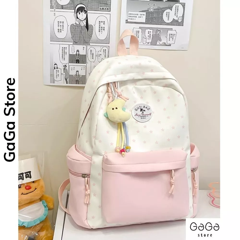 Balo đi học phối màu đơn giản họa tiết ngôi sao dễ thương Ulzzang cho học sinh các cấp B861 gagastore