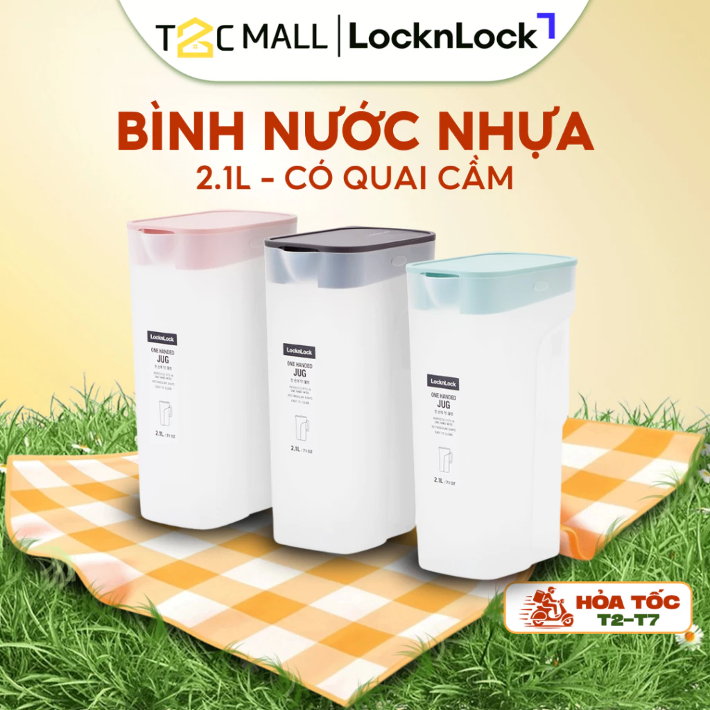 Bình Nước LocknLock Bình Nhựa Đựng Nước 2.1 Lít Xinh Có Quai Cầm Cao Cấp Chính Hãng HAP818 T2C Mall