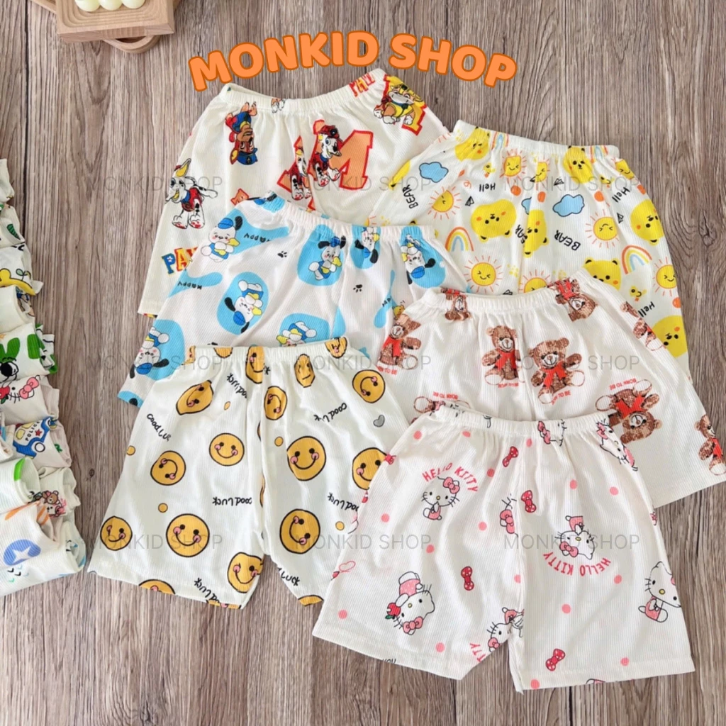 Set 5/10 Quần Cộc Chất Thun Tăm Cho Bé Trai, Bé Gái Size 5-15kg