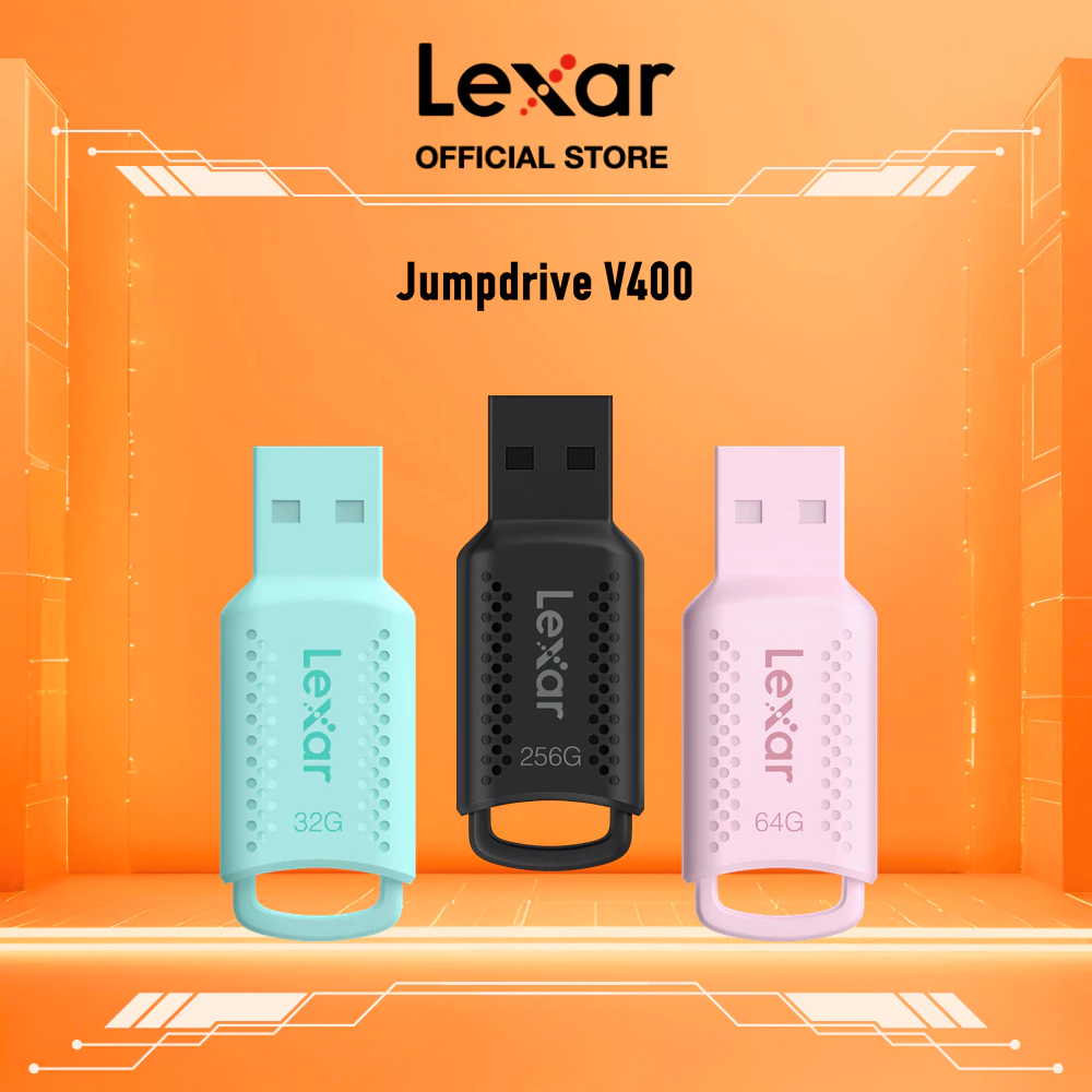 USB Lexar JumpDrive V400 3.2 Gen 1 Flash Drive 32GB-64GB Tốc Độ Đọc 100MB/s Màu Đen Xanh Hồng