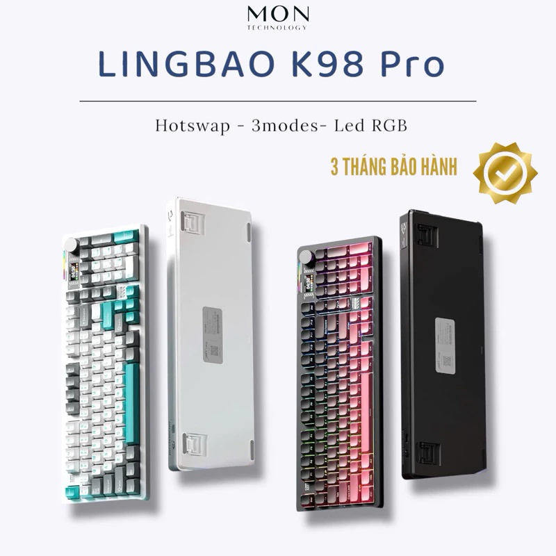 [Sẵn Hàng] Bàn phím cơ LingBao K98 | K98Pro 3 Modes | Mạch xuôi | Led RGB | Keymap