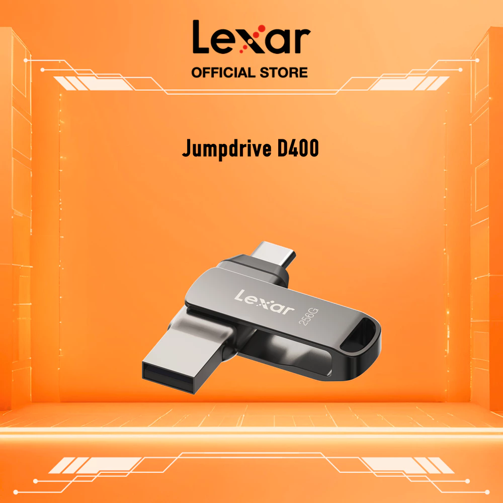 USB Lexar JumpDrive D400 3.2 Gen 1 Type-C/Type-A 64GB-256GB Tốc Độ Đọc 130MB/s - Vỏ Titanium