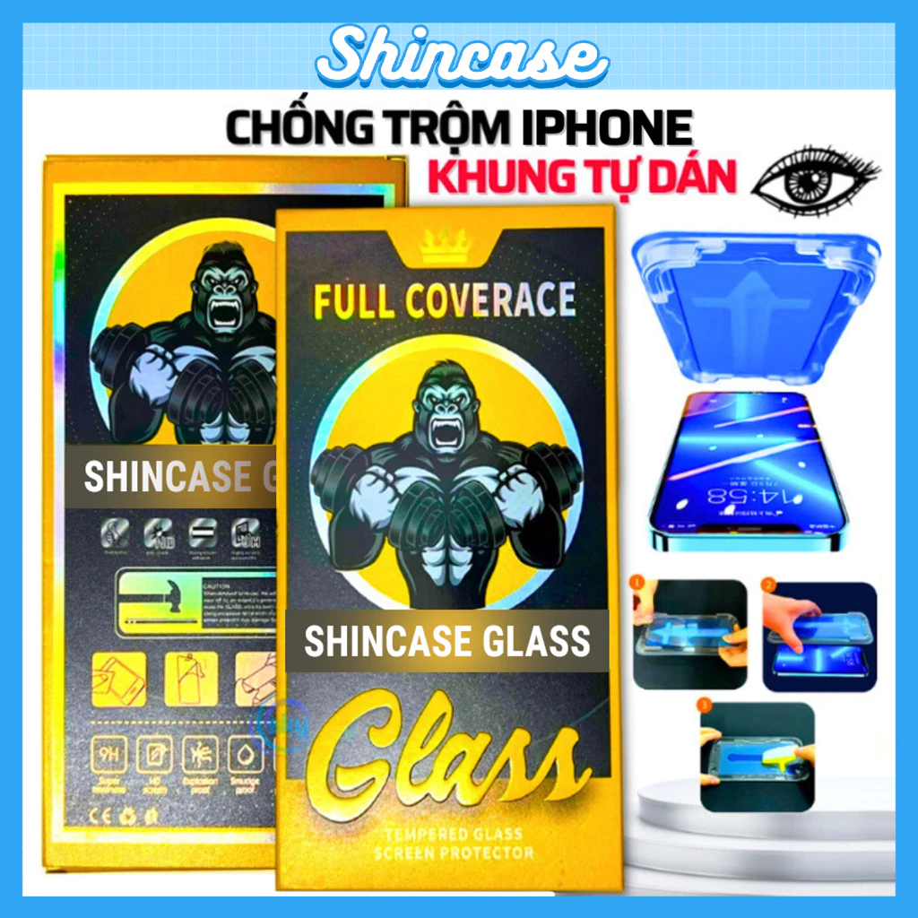 Kính Cường Lực Chống Nhìn Trộm Có Khung Tự Dán, Trong Suốt -iP 7/8/Plus/X/XS/XR/11/12/13/14/15/16/17/18/Pro/Max/Mini/Air