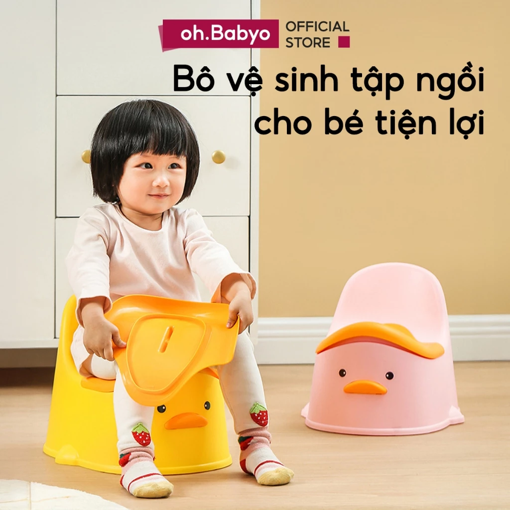 Bô Vệ Sinh Tập Ngồi Cho Bé ohBabyo Bồn Đi Tiểu Vệ Sinh Cho Trẻ Em Có Lắp Đậy Ngăn Mùi Tiện Lợi