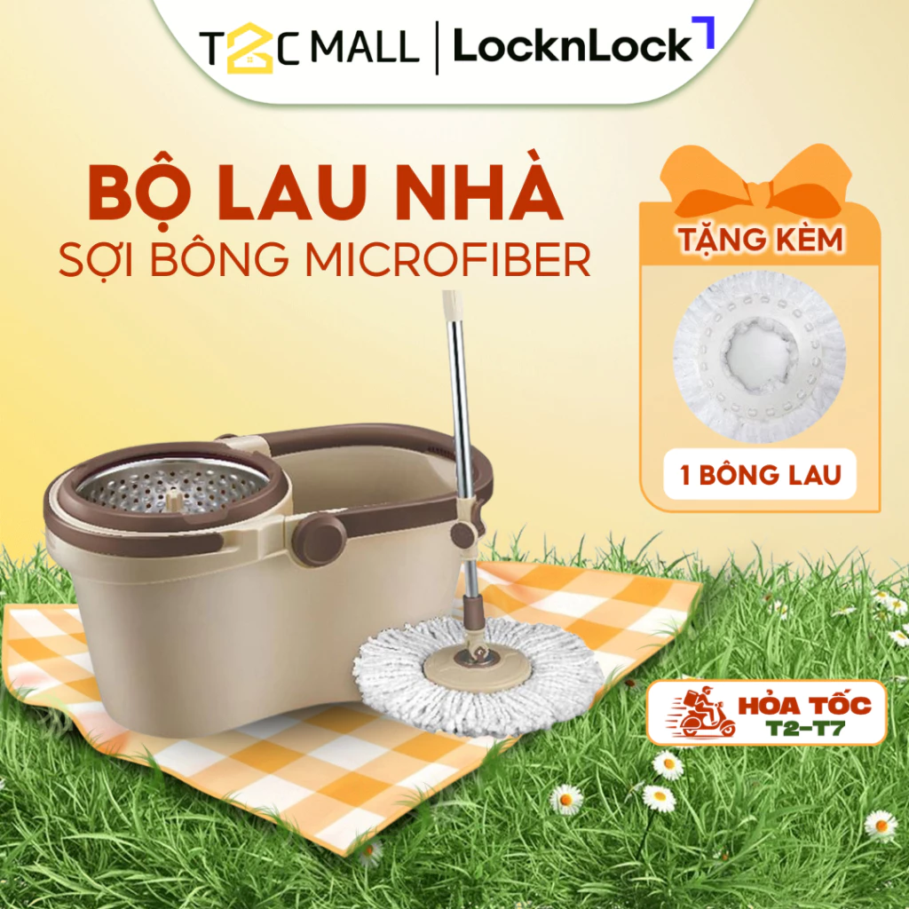 [SVIP] Bộ cây lau nhà xoay tay Compact Spin Mop LocknLock - ETM466- T2CMALL